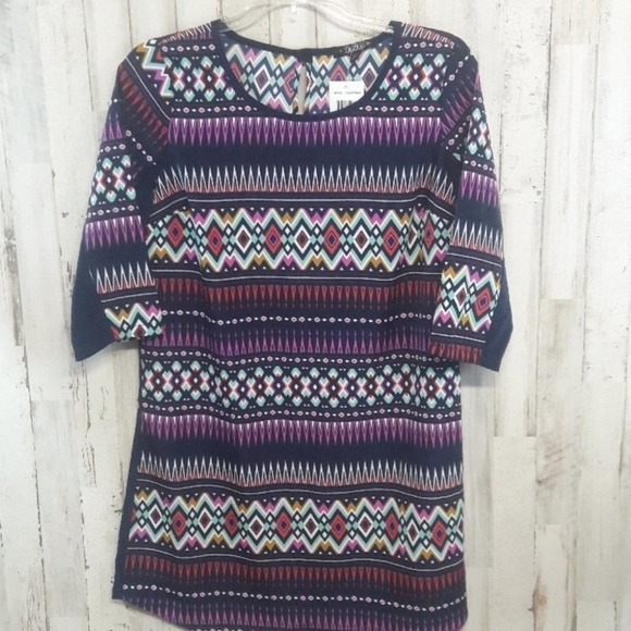 Bebop Shift Dress Tribal Boho Chic Geometric S NWT - Picture 1 of 6